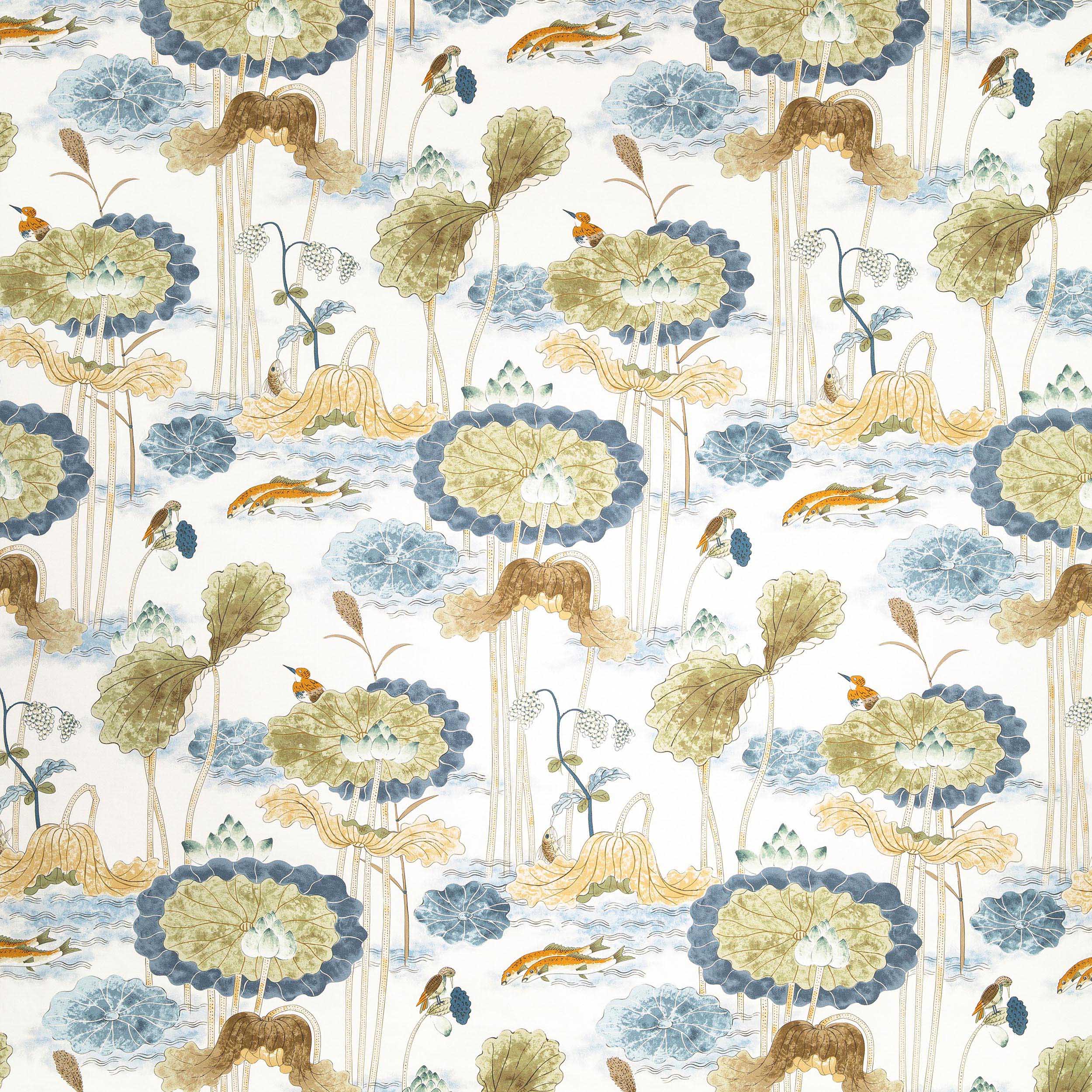 Treasure Flower, blue, celadon, ivory Cowtan & Tout